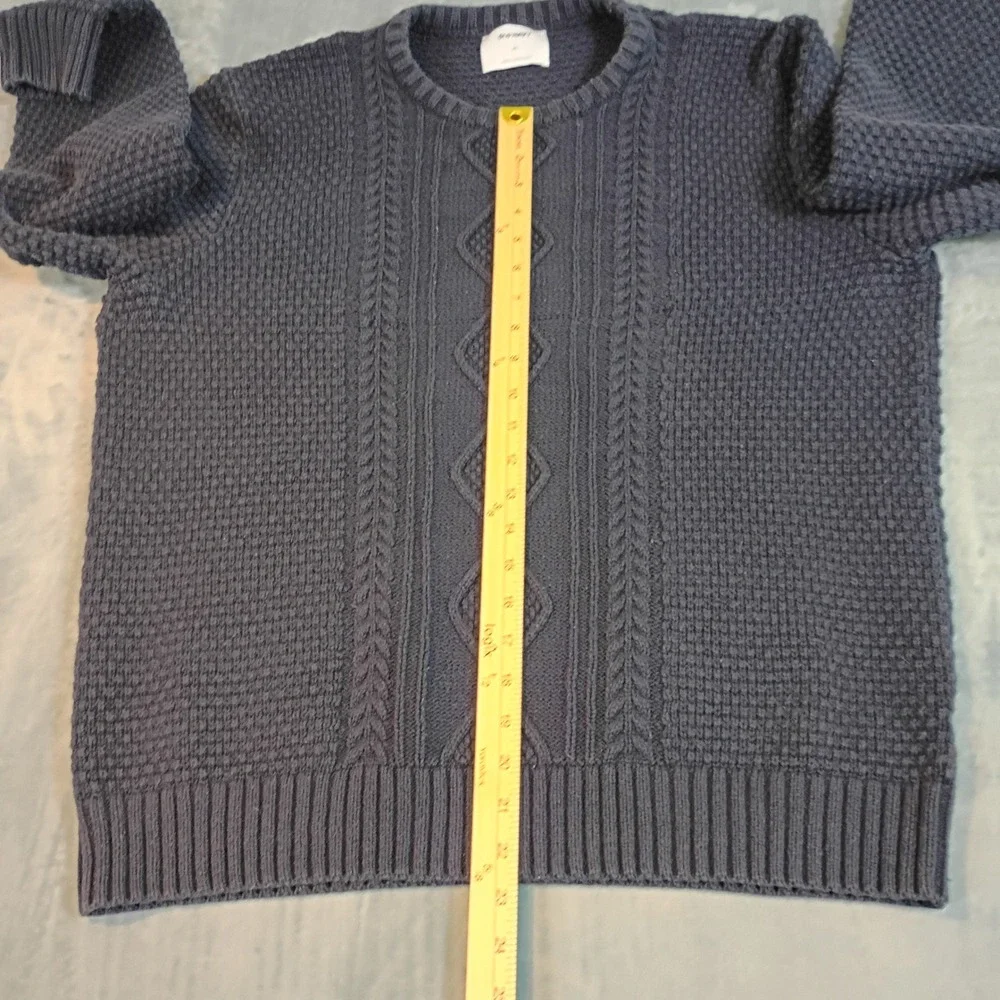 Old Navy Mens XL Navy Blue Cable Knit Waffle Textured Crewneck Sweater Pullover
